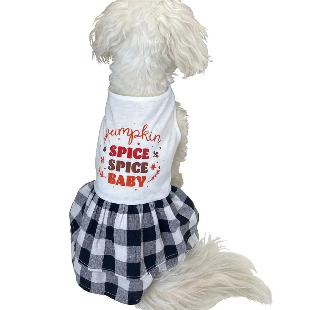 Woof Pet Apparel Pumpkin Spice Spice Baby Dog Dress Size Large NEW